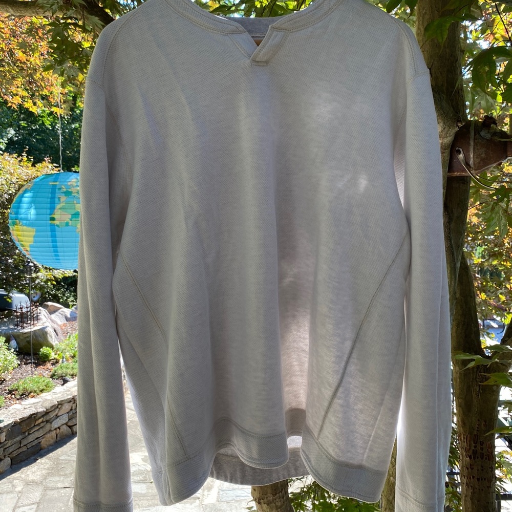 Tommy Bahama Used Grey and White Reversible Sweater